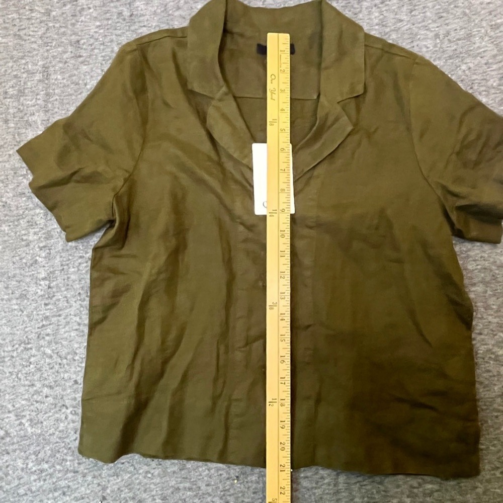 Quince Linen Short Sleeve Shirt Womens XS Martini Olive Camp Lagenlook NEW - Picture 5 of 11